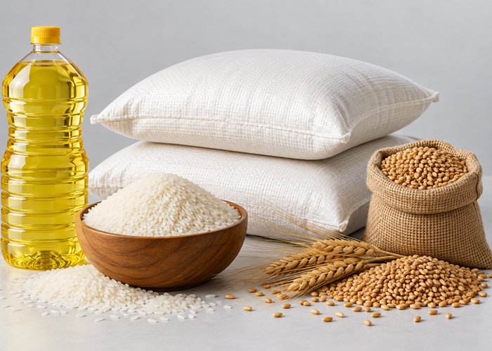 Rice, wheat and cooking oil